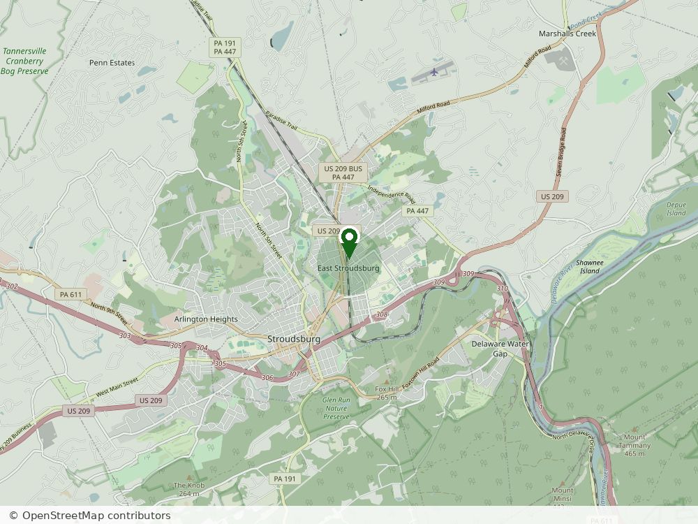 Map showing the Mountain Mortgage office at 1135 Great Oak Dr, East Stroudsburg, PA